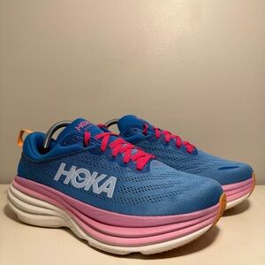 Hoka One One Bondi 8 Coastal Sky Women’s Size 10.5 Athletic Pink Blue Running